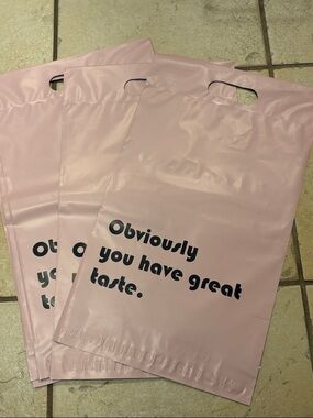 Poly mailers  'Obviously You Have Great Taste' Pink with handles 10